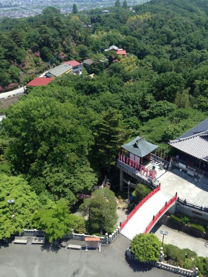 looking down from statue